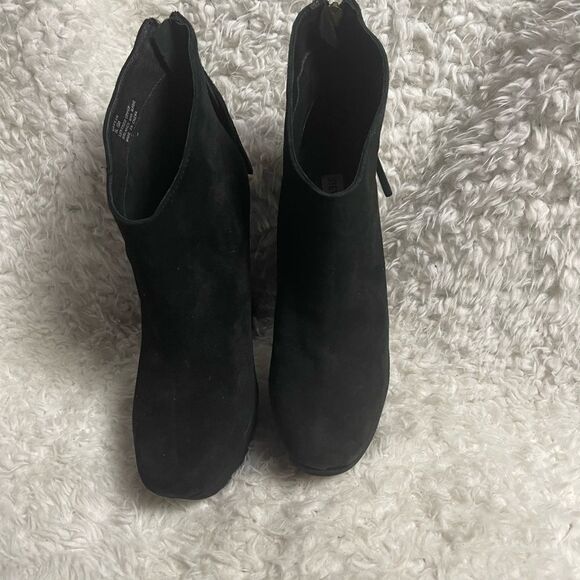 STEVE MADDEN Leather Black Suede Platform Heels ankle boots tassel accent SZ8.5 - Picture 4 of 14